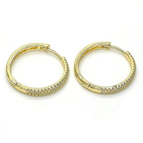 18k Gold Filled High Polish Finsh Huggie Hoop with Crystal, Golden Tone by DailySale