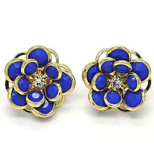 18k Gold Filled High Polish Finsh Sapphire Hibiscus Crystal Stud Earring by DailySale