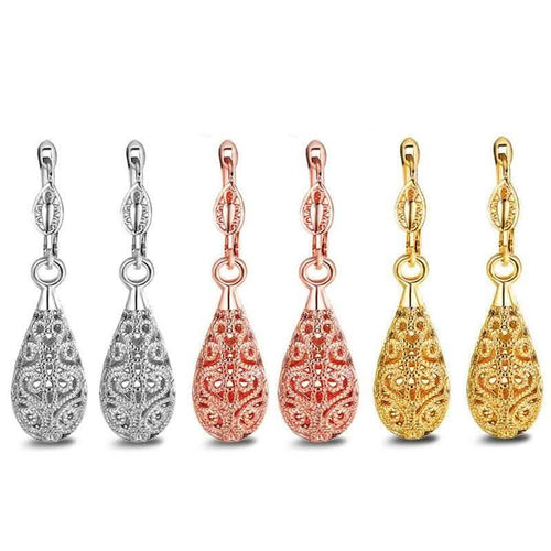 18K Gold Laser Cut Filigree Drop Earrings - Assorted Colors by DailySale