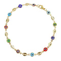18K Gold Mariner Multicolor Evil Eye Crystal Anklet by DailySale