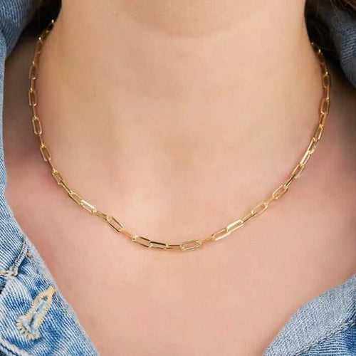 18K Gold Paperclip Link Chain Necklace by DailySale