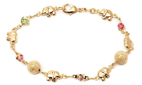 18K Gold Plated Ball and Rainbow Crystal Elephant Anklet by DailySale