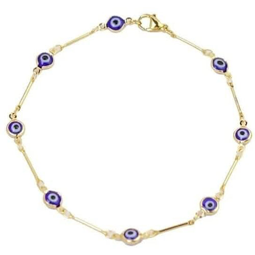 18k Gold Plated Bar Style Blue Evil Eye Crystal Anklet by DailySale