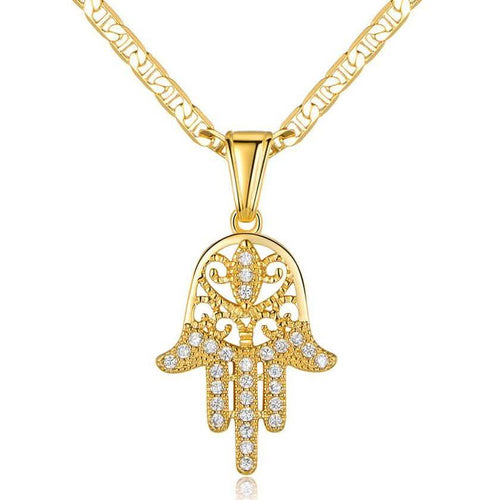 18K Gold Plated Crystal Hamsa Hand Pendant by DailySale