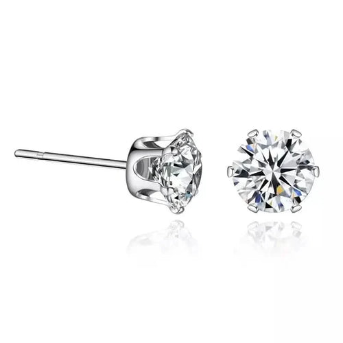 18K Gold Ear Bone Buckle Stainless Steel 6-Prong Zirconia Stud Earrings by DailySale