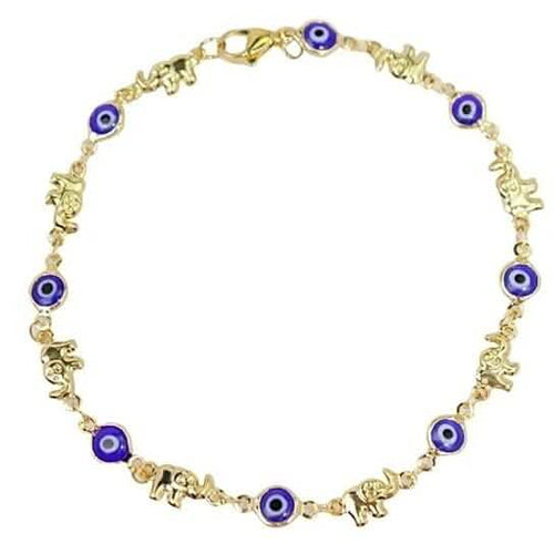 18k Gold Plated Elephant Blue Evil Eye Anklet by DailySale