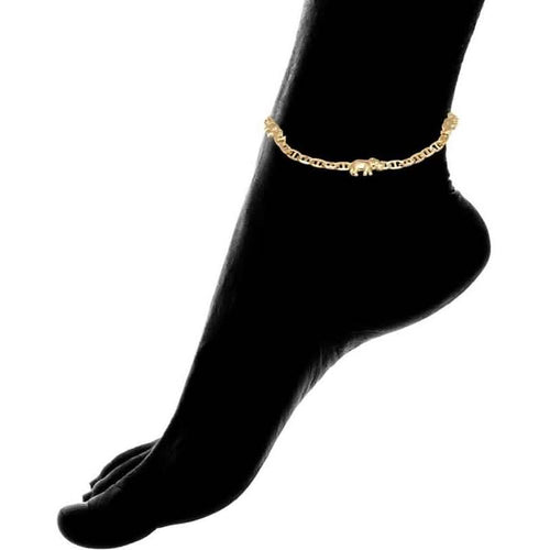 18K Gold Plated Elephant Charm Mariner Link Anklet by DailySale