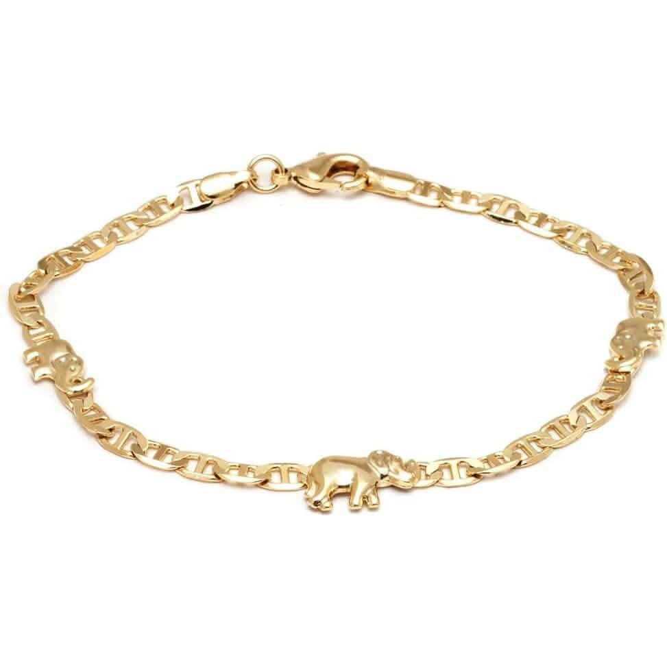 18K Gold Plated Flat Marina Elephant Anklet 10" by DailySale