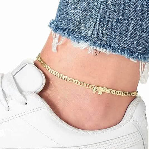 18K Gold Plated Flat Marina Elephant Anklet 10" by DailySale