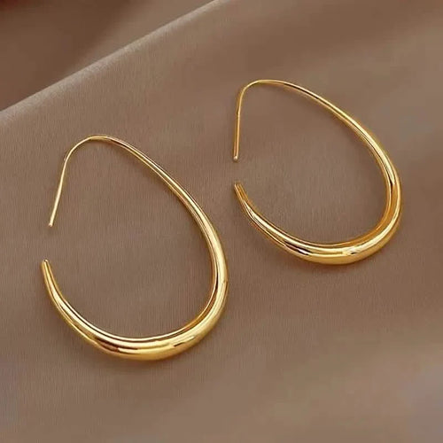 18K Gold Plated Glossy Minimalist Water Drop Design Hoop Earrings Copper by DailySale