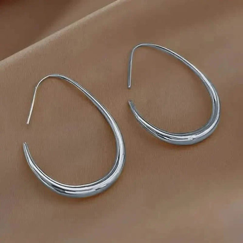 18K Gold Plated Glossy Minimalist Water Drop Design Hoop Earrings Copper by DailySale