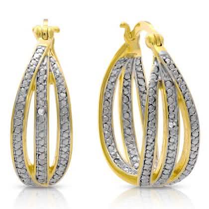 18K Gold Plated Hoop Earring With Diamond Accent By MUIBLU Gems by DailySale