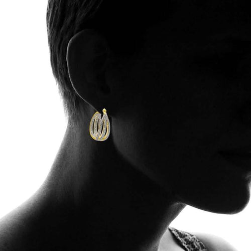 18K Gold Plated Hoop Earring With Diamond Accent By MUIBLU Gems by DailySale
