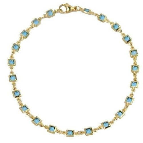 18K Gold Plated Light Blue Crystal Square Ankle Bracelet by DailySale