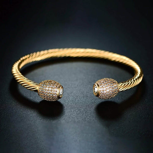 18K Gold Plated Open Cuff Crystal Bangle by Barzel by DailySale