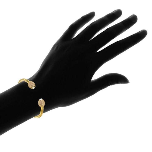 18K Gold Plated Open Cuff Crystal Bangle by Barzel by DailySale