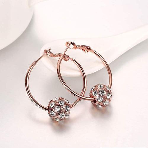 18K Gold Plated Pave Ball Hoop Earring Swarovski Crystals by DailySale