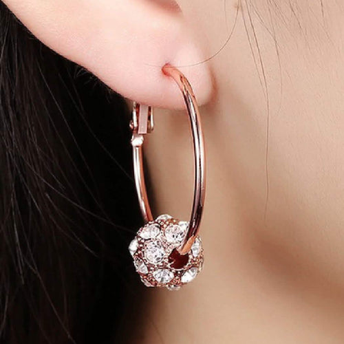 18K Gold Plated Pave Ball Hoop Earring Swarovski Crystals by DailySale