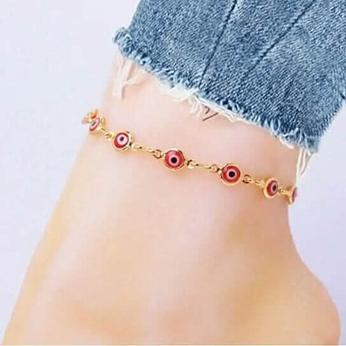 18k Gold Plated Red Evil Eye Anklet by DailySale