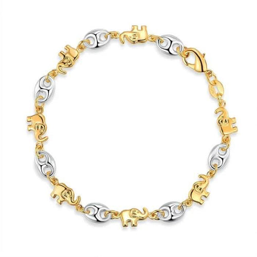 18K Gold Two-Tone Elephant Anklet 10" by DailySale