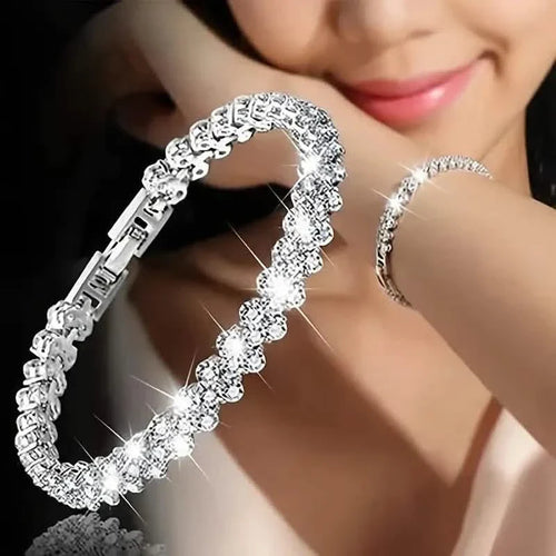 18K Golden Plated Stainless Steel Bracelet with Rhinestone Embellishments by DailySale