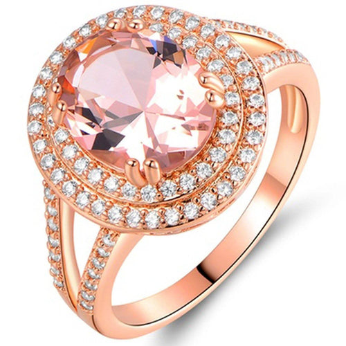 18K Rose Gold Oval-Cut Morganite Engagement Ring - Assorted Sizes by DailySale