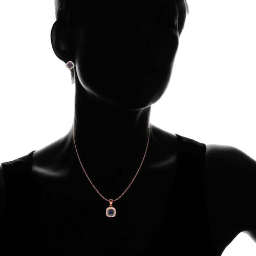 18K Rose Gold Over Sterling Silver Rainbow Topaz Halo Necklace and Earrings by DailySale