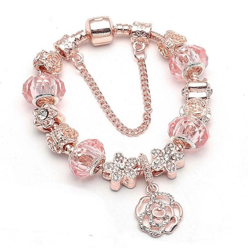 18K Rose Gold Plated Crystal Charm Bracelet Made With Swarovski Elements by DailySale