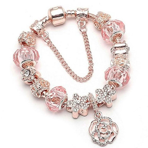 18K Rose Gold Plated Crystal Charm Bracelet Made With Swarovski Elements by DailySale