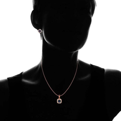 18K Rose Gold Sterling Silver Rainbow Necklace and Earrings by DailySale
