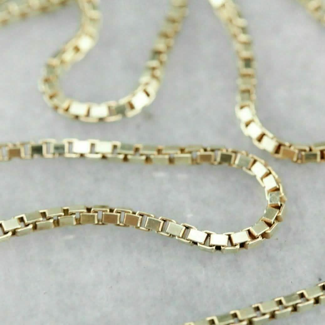 18K Solid Yellow Gold Box Necklace Real Gold Chain by DailySale