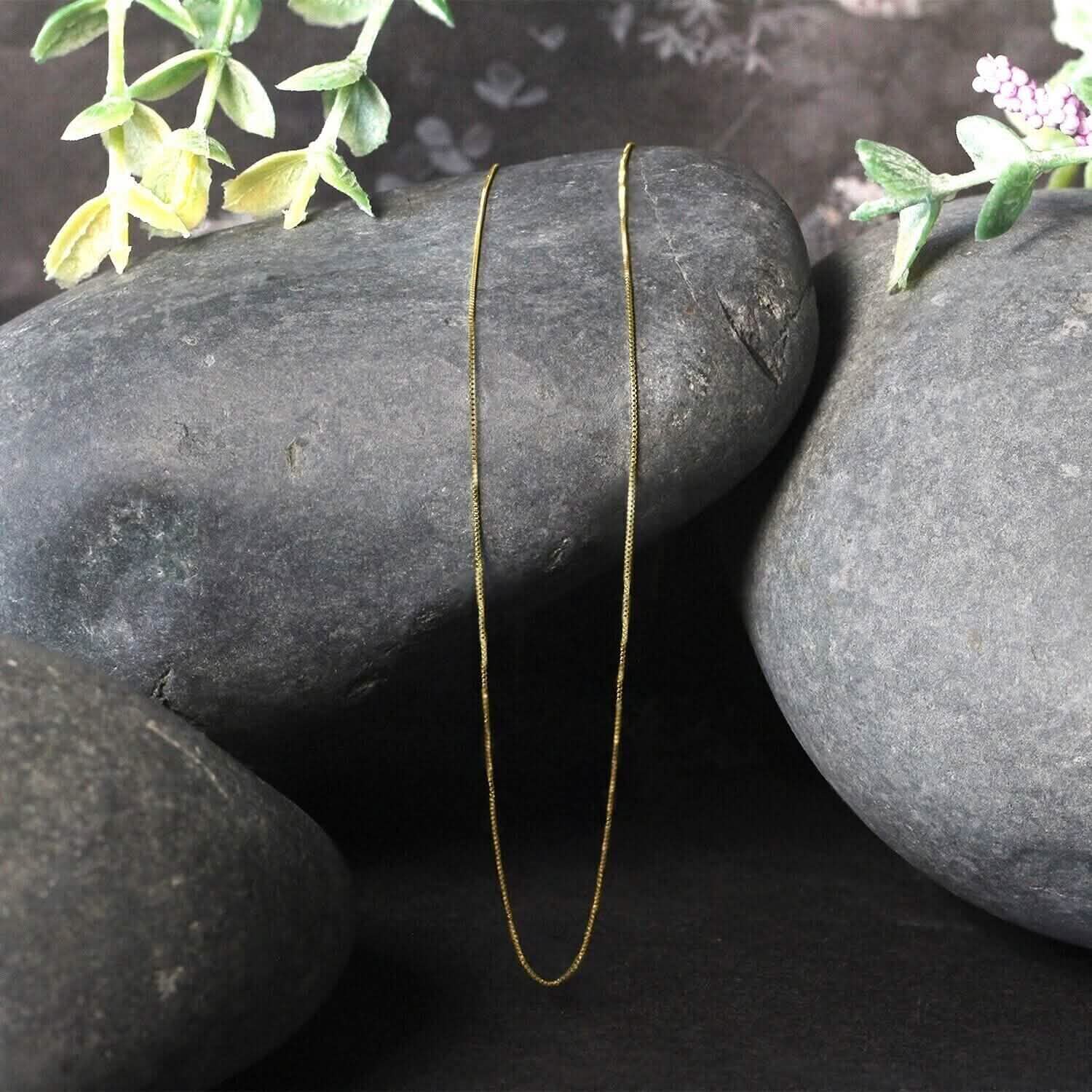 18K Solid Yellow Gold Box Necklace Real Gold Chain by DailySale