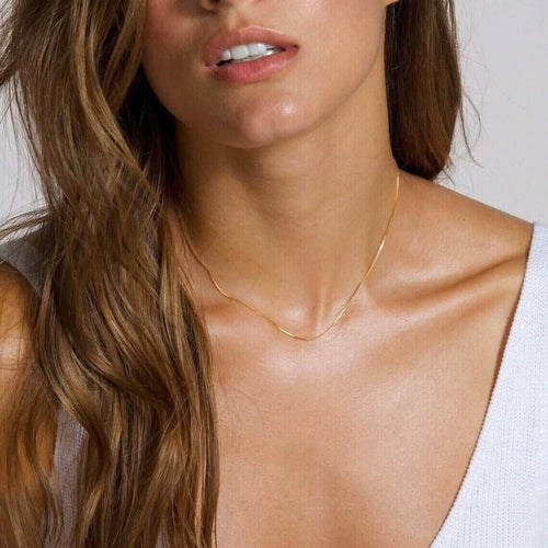18K Solid Yellow Gold Box Necklace Real Gold Chain by DailySale
