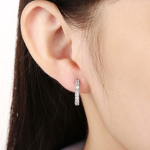 18K White Gold and Swarovski Element Crystal Petite Earrings by DailySale