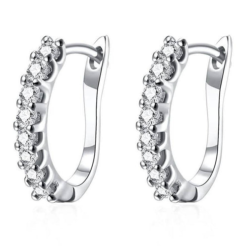 18K White Gold and Swarovski Element Crystal Petite Earrings by DailySale