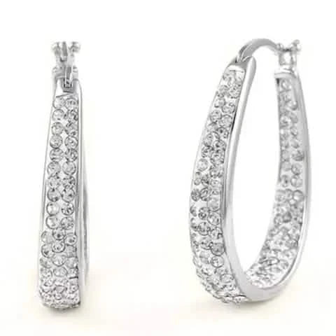 18K White Gold Inside Out Crystal Hoops Made With Crystals From Swarovski by DailySale