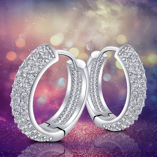 18K White Gold Micro Pave Petite Huggie Earrings by DailySale