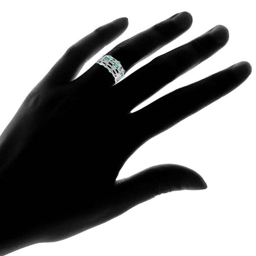 18K White Gold Plated 5 Layer Green Emerald Ring by DailySale
