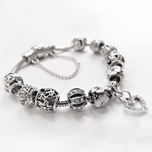 18K White Gold Plated Crystal Heart Charm Bracelet by DailySale