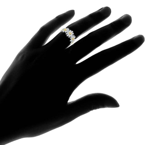 18K White Gold Plated Floral Sunflower Ring Made with Swarovski Crystals by DailySale