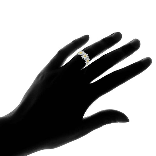 18K White Gold Plated Floral Sunflower Ring with Swarovski Crystals by DailySale