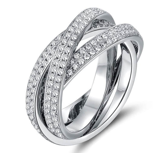 18K White Gold Plated Rolling Eternity Ring Made with Swarovski Elements by DailySale