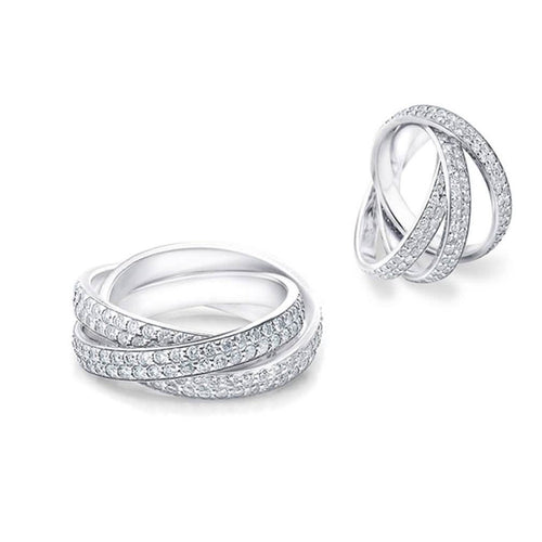 18K White Gold Plated Rolling Eternity Ring Made with Swarovski Elements by DailySale