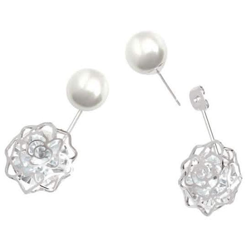 18K White Gold Plated Shell Pearl and Swarovski Elements Earrings by DailySale