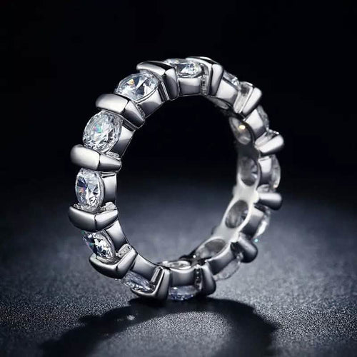 18k White Gold Round Cut Eternity Band by DailySale
