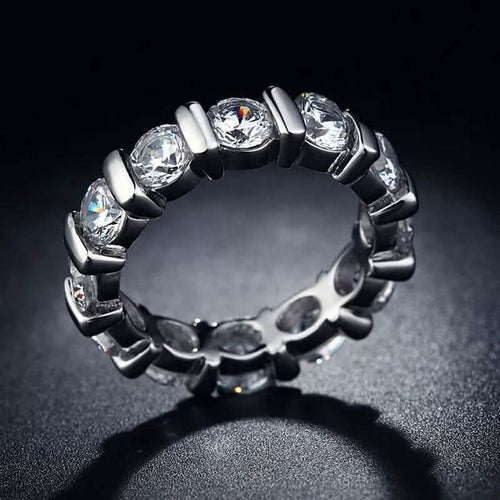 18k White Gold Round Cut Eternity Band by DailySale