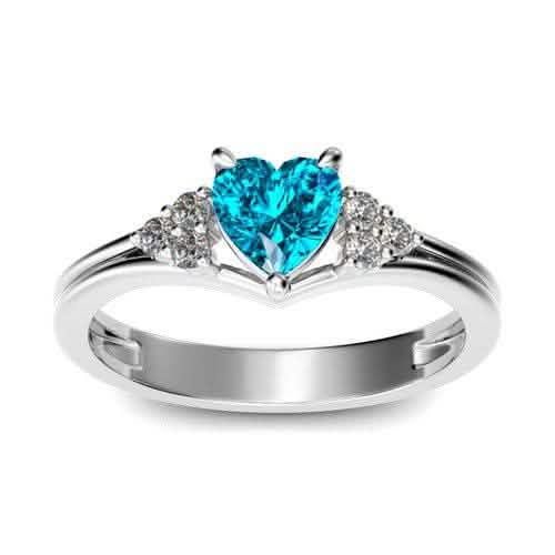 18kt White Gold-Plated Lab Created Blue Topaz Heart Shaped Ring by DailySale