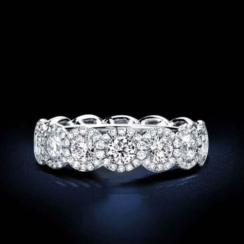 18kt White Gold Plated Simulated Diamond Eternity Band Ring by DailySale