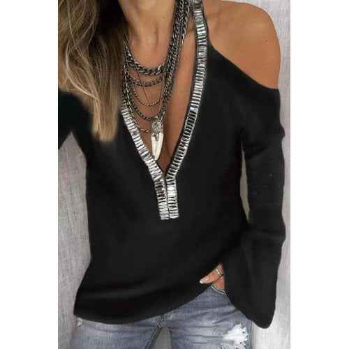 Women's strapless V-neck shirt
