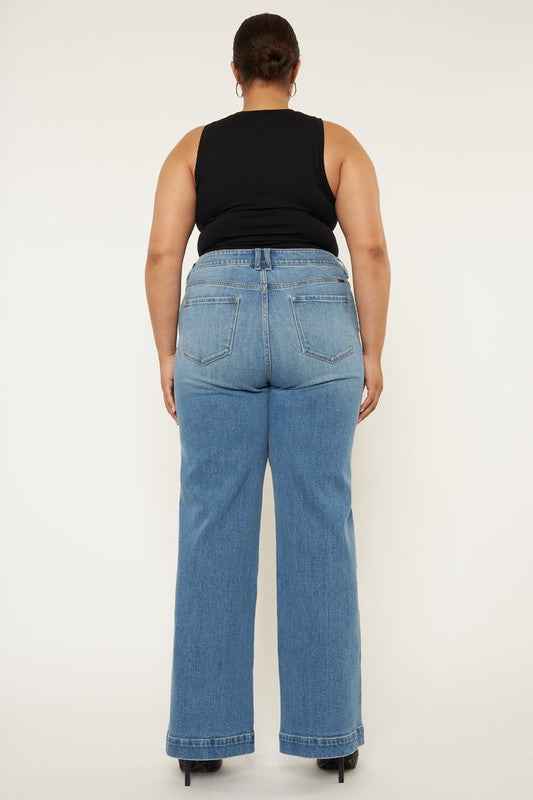 Plus High Rise Trouser Wide Leg Jeans